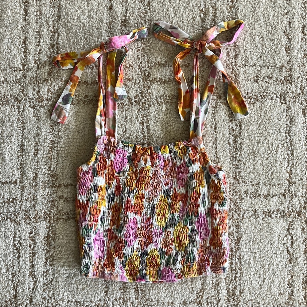 Petal & pup floral smocked crop tank top